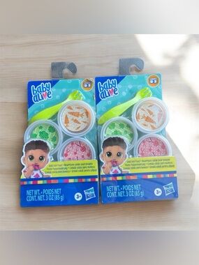 NEW Hasbro Kids Set of 2 Baby Alive Solid Doll Food Packs Fork Three Pack